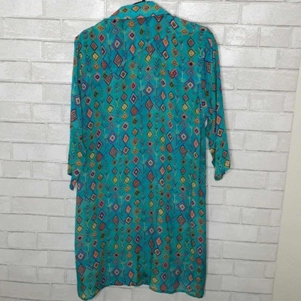 APNY Teal Patterned Long Sleeve Dress - Picture 5 of 9